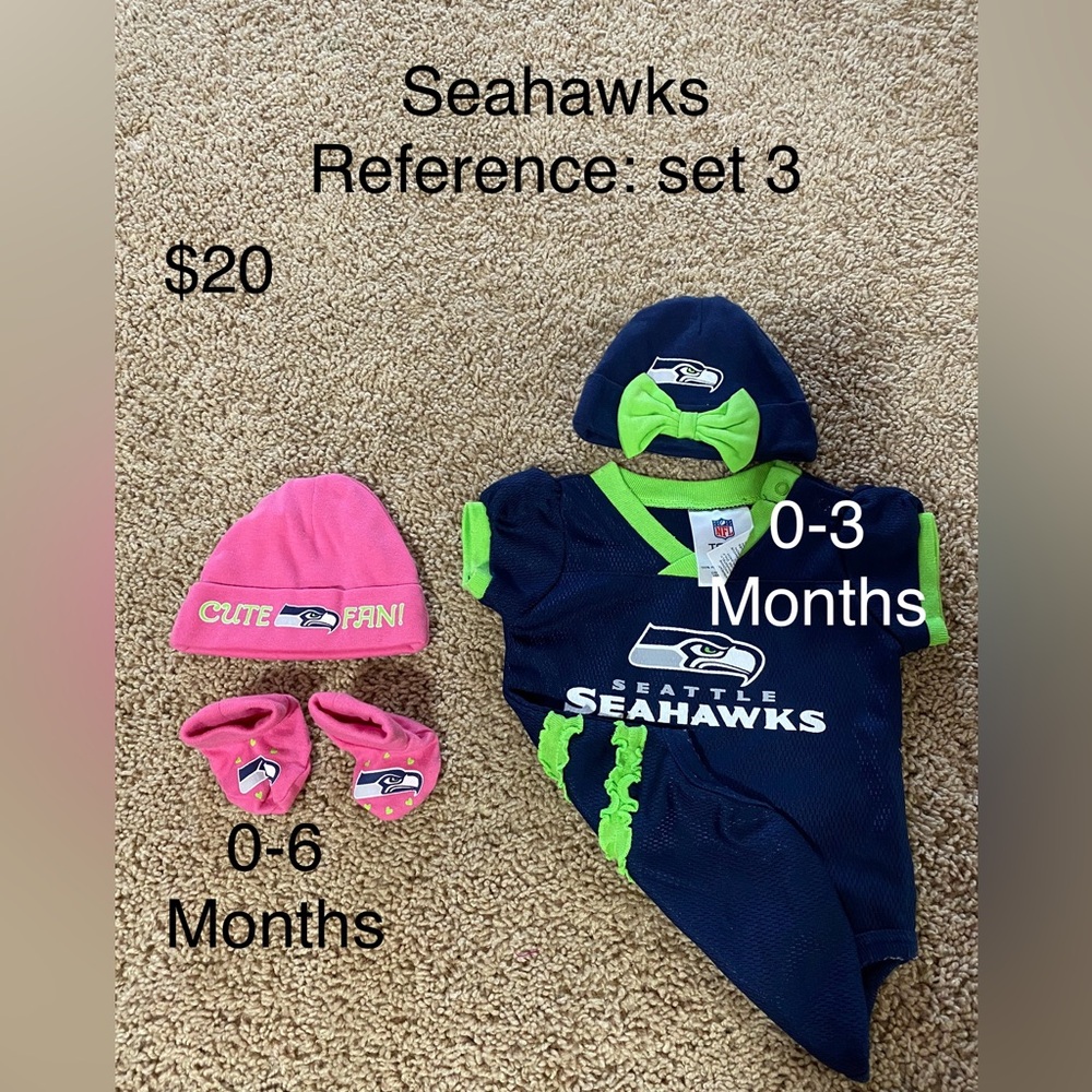 Seattle Seahawks Baby Matching Set - Navy and Pink
